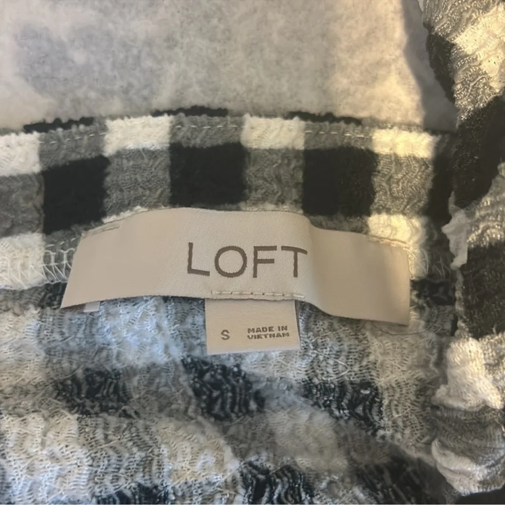 LOFT Black and White Gingham Top small